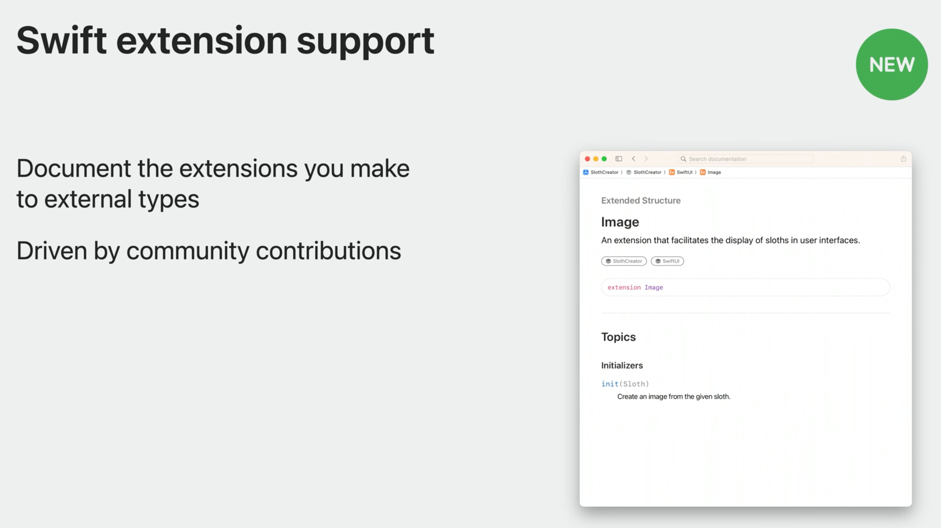Swift extension support
